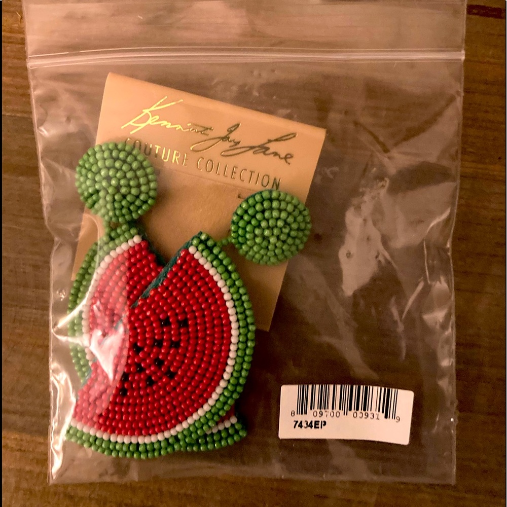 - Kenneth Jay Lane ~ Couture Collection~ Stunning Beaded “Watermelon” Earr…